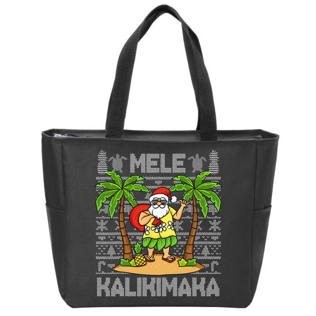 Mele Kalikimaka Santa Claus Hawaiian Christmas In July Zip Tote Bag