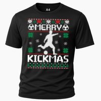 Merry Kickmas Soccer Player Sports Ugly Christmas Sweater Cooling Performance Crew T-Shirt