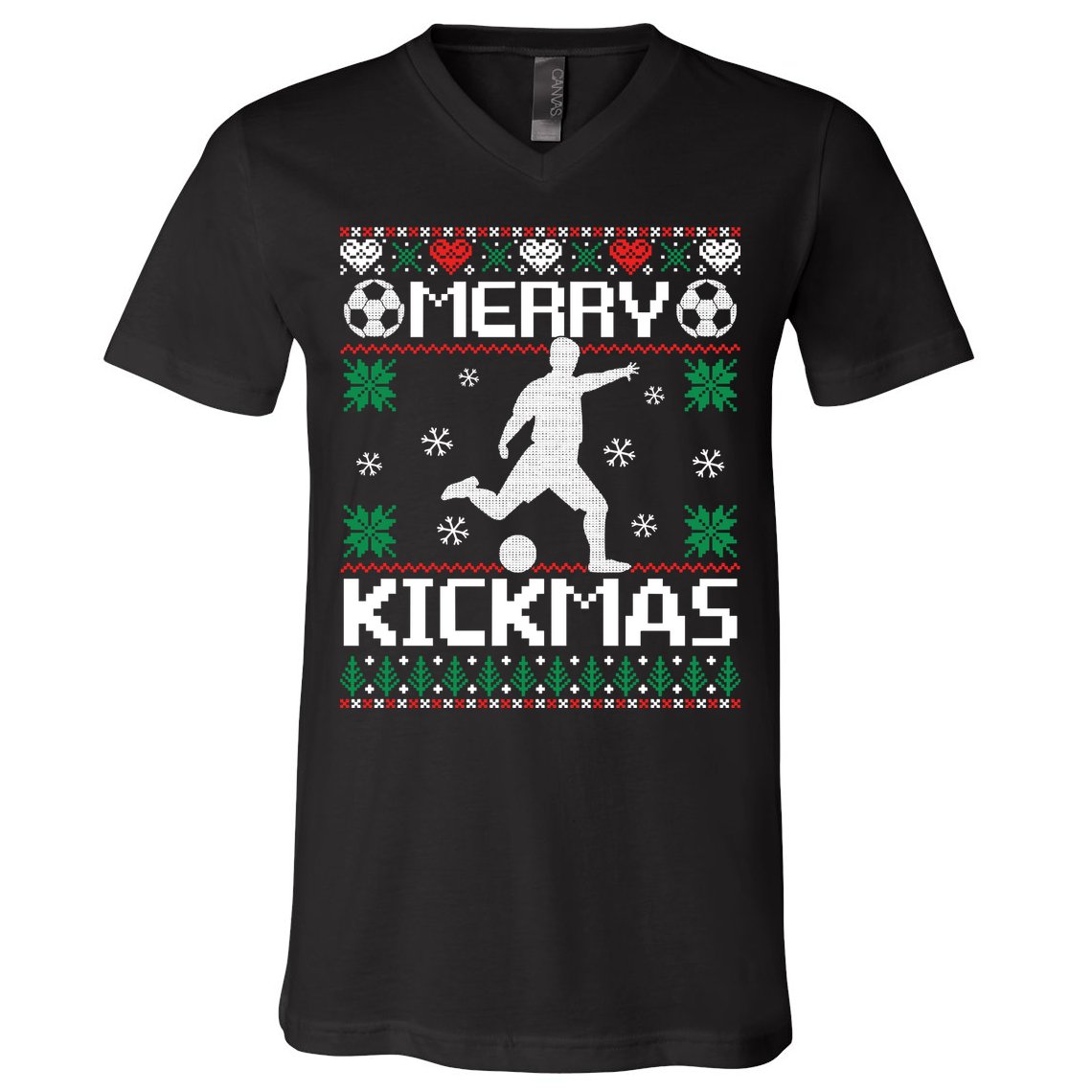 Merry Kickmas Soccer Player Sports Ugly Christmas Sweater V-Neck T-Shirt