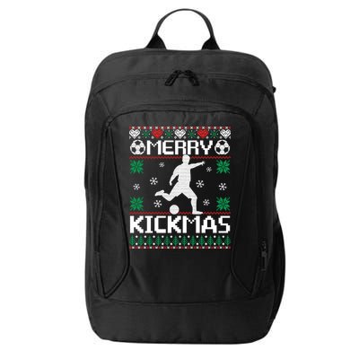 Merry Kickmas Soccer Player Sports Ugly Christmas Sweater City Backpack
