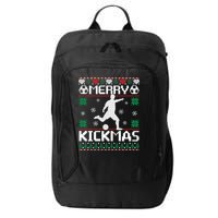 Merry Kickmas Soccer Player Sports Ugly Christmas Sweater City Backpack