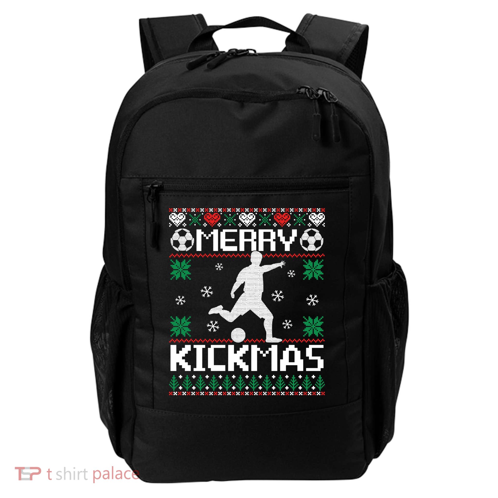 Merry Kickmas Soccer Player Sports Ugly Christmas Sweater Backpack