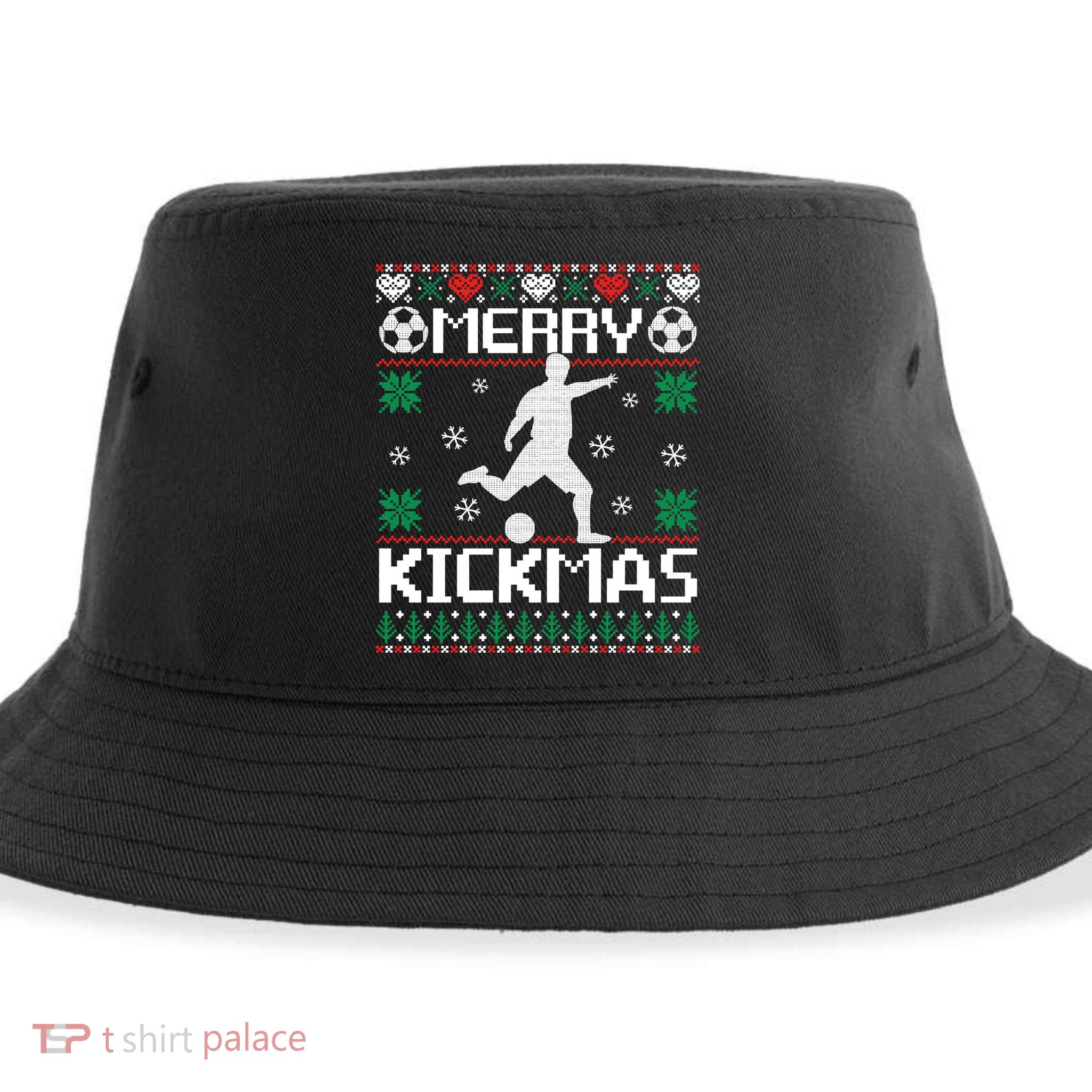 Merry Kickmas Soccer Player Sports Ugly Christmas Sweater Sustainable Bucket Hat
