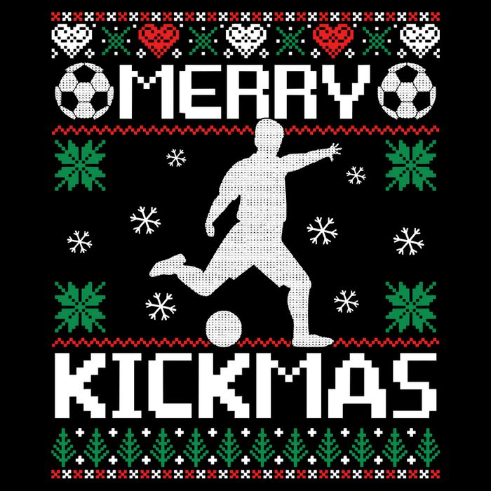 Merry Kickmas Soccer Player Sports Ugly Christmas Sweater Sustainable Bucket Hat