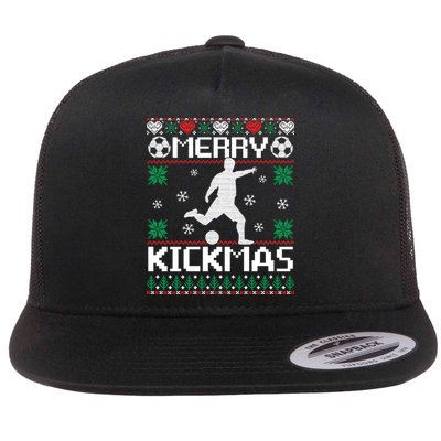 Merry Kickmas Soccer Player Sports Ugly Christmas Sweater Flatbill Hat