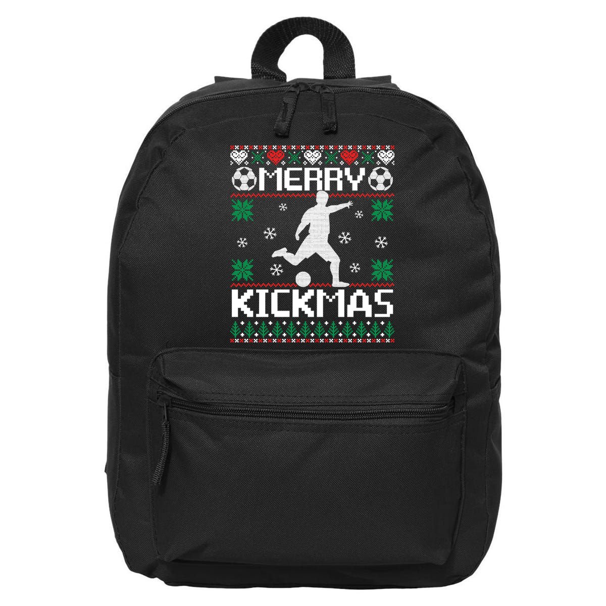 Merry Kickmas Soccer Player Sports Ugly Christmas Sweater 16 in Basic Backpack