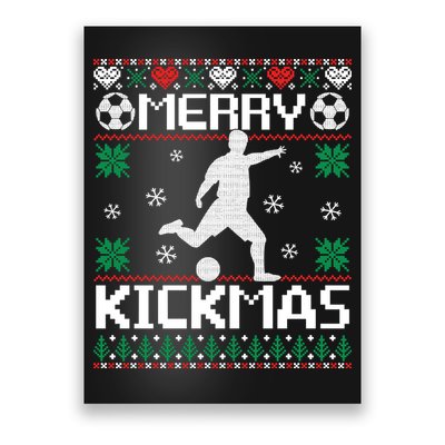 Merry Kickmas Soccer Player Sports Ugly Christmas Sweater Poster