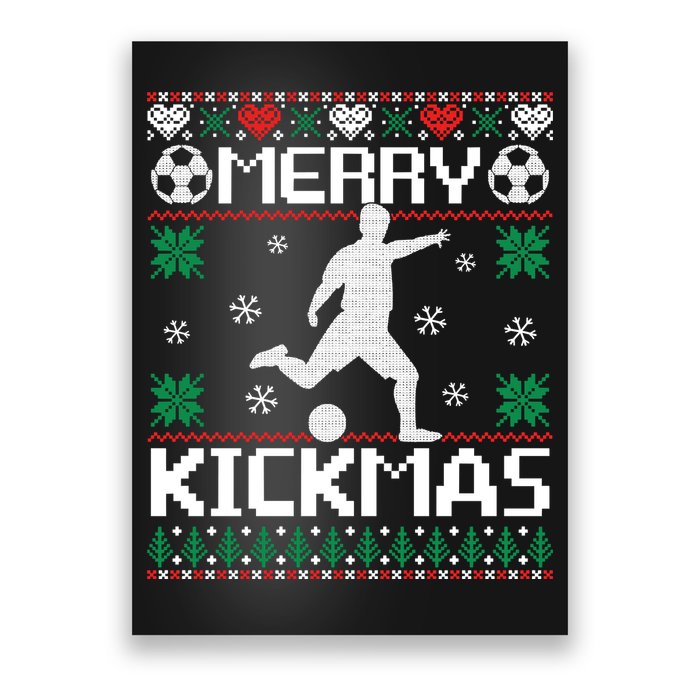 Merry Kickmas Soccer Player Sports Ugly Christmas Sweater Poster