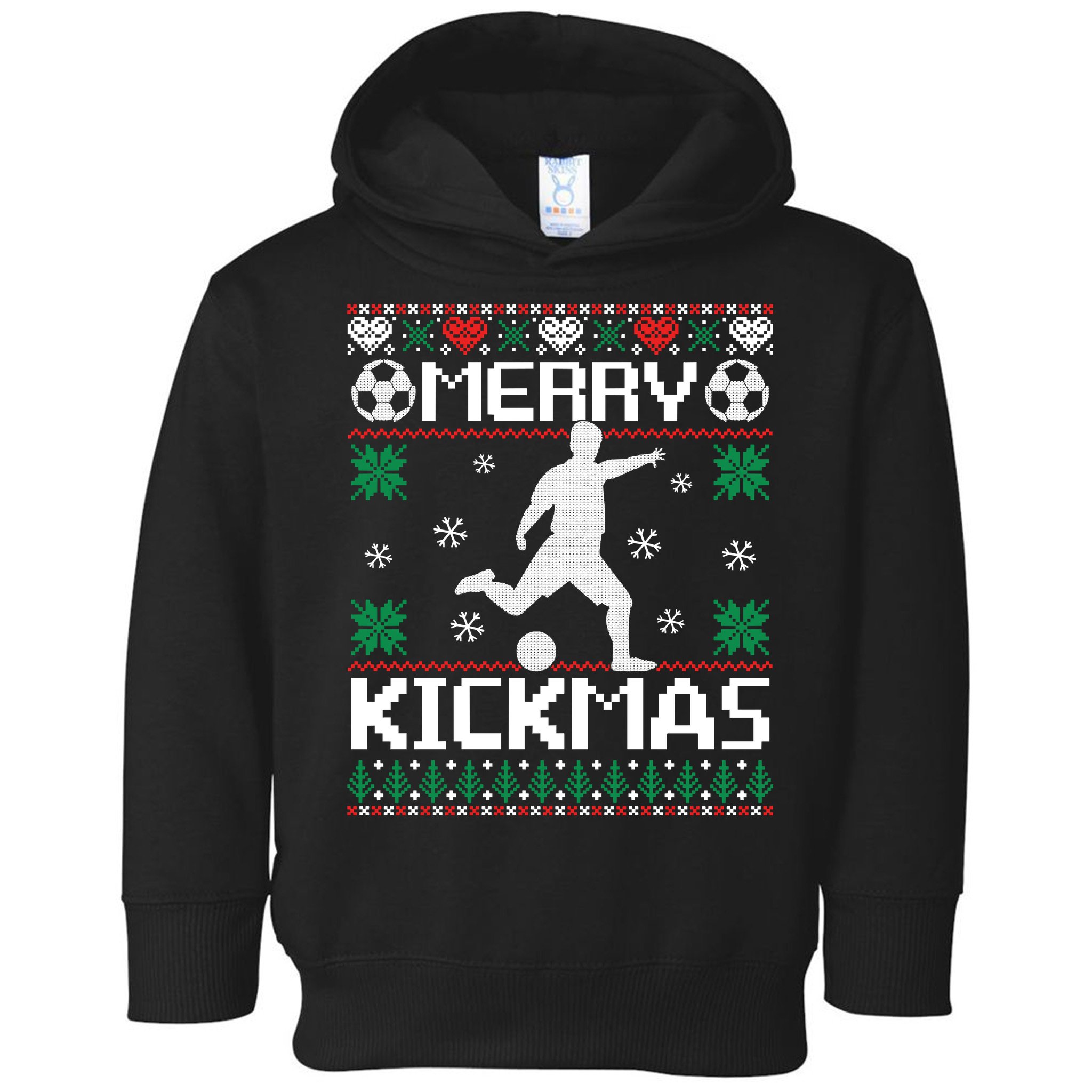 Merry Kickmas Soccer Player Sports Ugly Christmas Sweater Toddler Hoodie