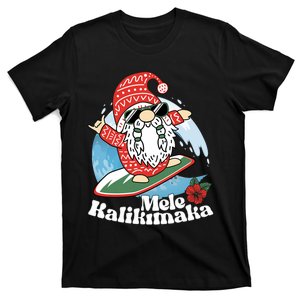 Mele Kalikimaka Santa Surfing Christmas Hawaiian Shaka T-Shirt