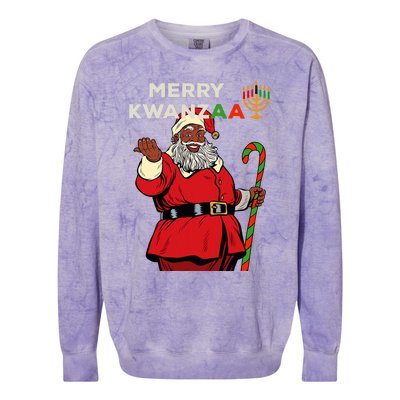 Merry Kwanzaa Santa Black Christmas African American Colorblast Crewneck Sweatshirt