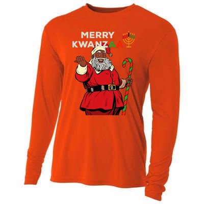 Merry Kwanzaa Santa Black Christmas African American Cooling Performance Long Sleeve Crew