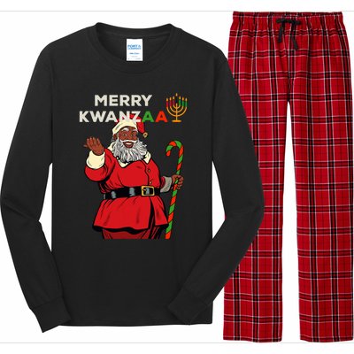 Merry Kwanzaa Santa Black Christmas African American Long Sleeve Pajama Set