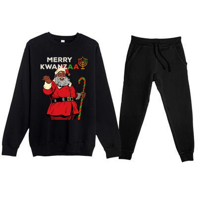 Merry Kwanzaa Santa Black Christmas African American Premium Crewneck Sweatsuit Set