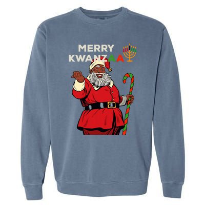 Merry Kwanzaa Santa Black Christmas African American Garment-Dyed Sweatshirt