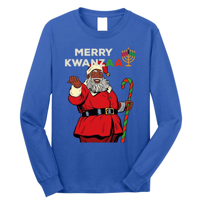 Merry Kwanzaa Santa Black Christmas African American Long Sleeve Shirt