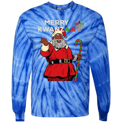 Merry Kwanzaa Santa Black Christmas African American Tie-Dye Long Sleeve Shirt