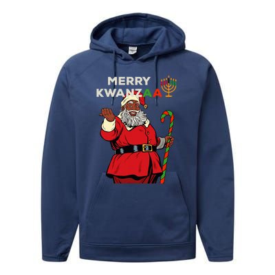 Merry Kwanzaa Santa Black Christmas African American Performance Fleece Hoodie