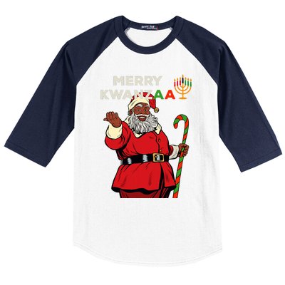 Merry Kwanzaa Santa Black Christmas African American Baseball Sleeve Shirt