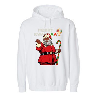 Merry Kwanzaa Santa Black Christmas African American Garment-Dyed Fleece Hoodie