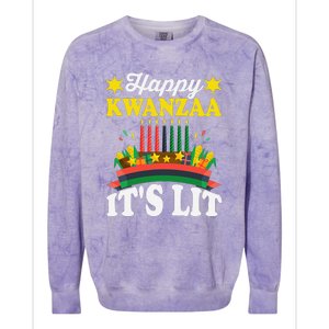 Happy Kwanzaa It's Lit African American Colorblast Crewneck Sweatshirt