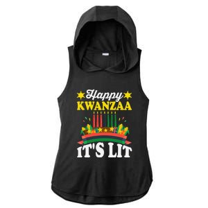 Happy Kwanzaa It's Lit African American Ladies PosiCharge Tri-Blend Wicking Draft Hoodie Tank