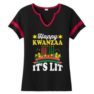 Happy Kwanzaa It's Lit African American Ladies Halftime Notch Neck Tee