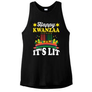 Happy Kwanzaa It's Lit African American Ladies PosiCharge Tri-Blend Wicking Tank