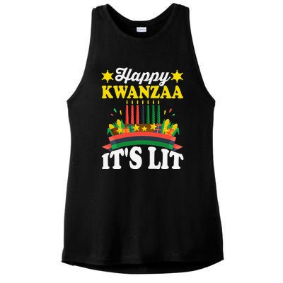 Happy Kwanzaa It's Lit African American Ladies PosiCharge Tri-Blend Wicking Tank