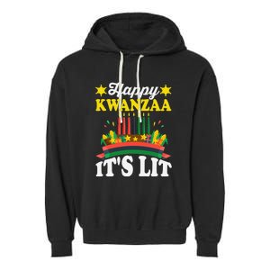 Happy Kwanzaa It's Lit African American Garment-Dyed Fleece Hoodie