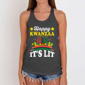 Happy Kwanzaa It's Lit African American Women's Knotted Racerback Tank