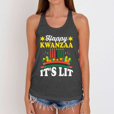 Happy Kwanzaa It's Lit African American Women's Knotted Racerback Tank