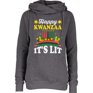 Happy Kwanzaa It's Lit African American Womens Funnel Neck Pullover Hood