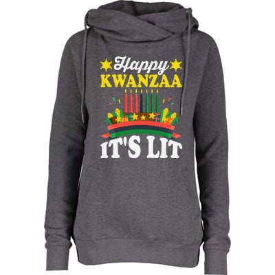 Happy Kwanzaa It's Lit African American Womens Funnel Neck Pullover Hood