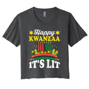 Happy Kwanzaa It's Lit African American Women's Crop Top Tee