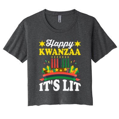 Happy Kwanzaa It's Lit African American Women's Crop Top Tee