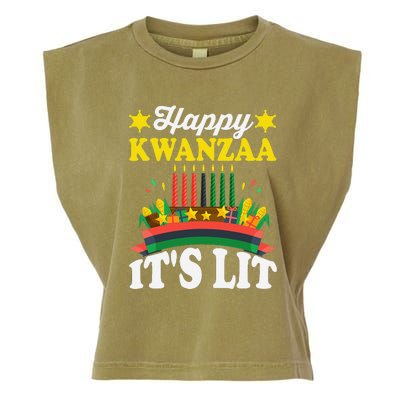 Happy Kwanzaa It's Lit African American Garment-Dyed Women's Muscle Tee