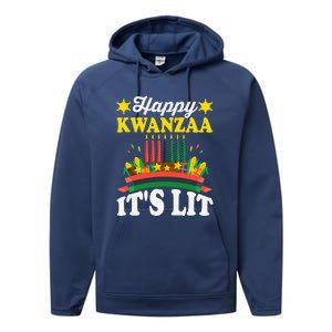 Happy Kwanzaa It's Lit African American Performance Fleece Hoodie