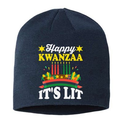 Happy Kwanzaa It's Lit African American Sustainable Beanie