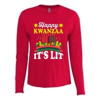 Happy Kwanzaa It's Lit African American Womens Cotton Relaxed Long Sleeve T-Shirt