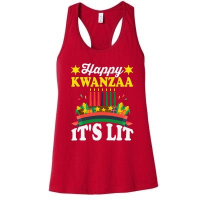 Happy Kwanzaa It's Lit African American Women's Racerback Tank