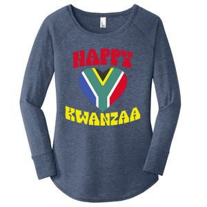 Happy Kwanzaa Heart Africa Flag Black Heritage Cool Women's Perfect Tri Tunic Long Sleeve Shirt