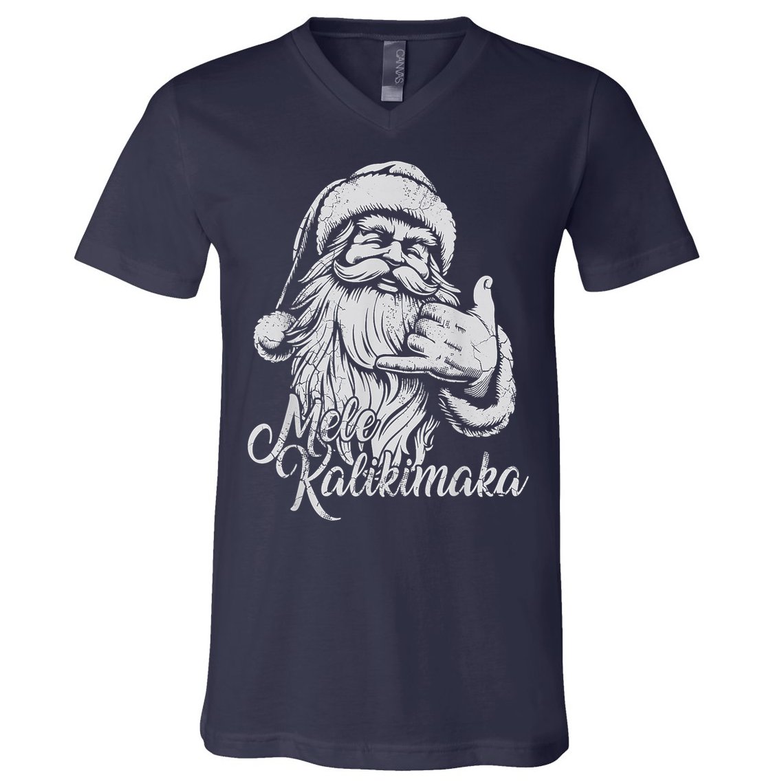 Mele Kalikimaka Santa Claus Hawaiian Christmas Hawaii Spirit V-Neck T-Shirt