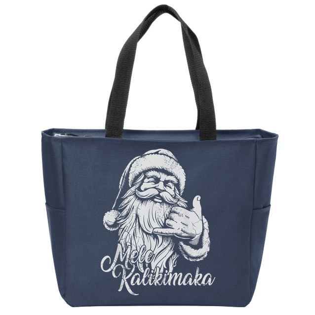 Mele Kalikimaka Santa Claus Hawaiian Christmas Hawaii Spirit Zip Tote Bag
