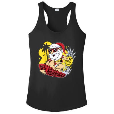 Mele Kalikimaka Santa Hawaiian Christmas In July Gifts Ladies PosiCharge Competitor Racerback Tank