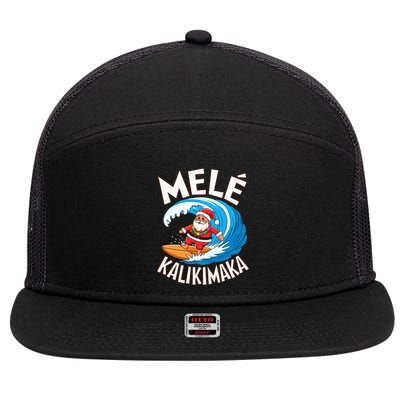 Mele Kalikimaka Surfing Santa Xmas 7 Panel Mesh Trucker Snapback Hat