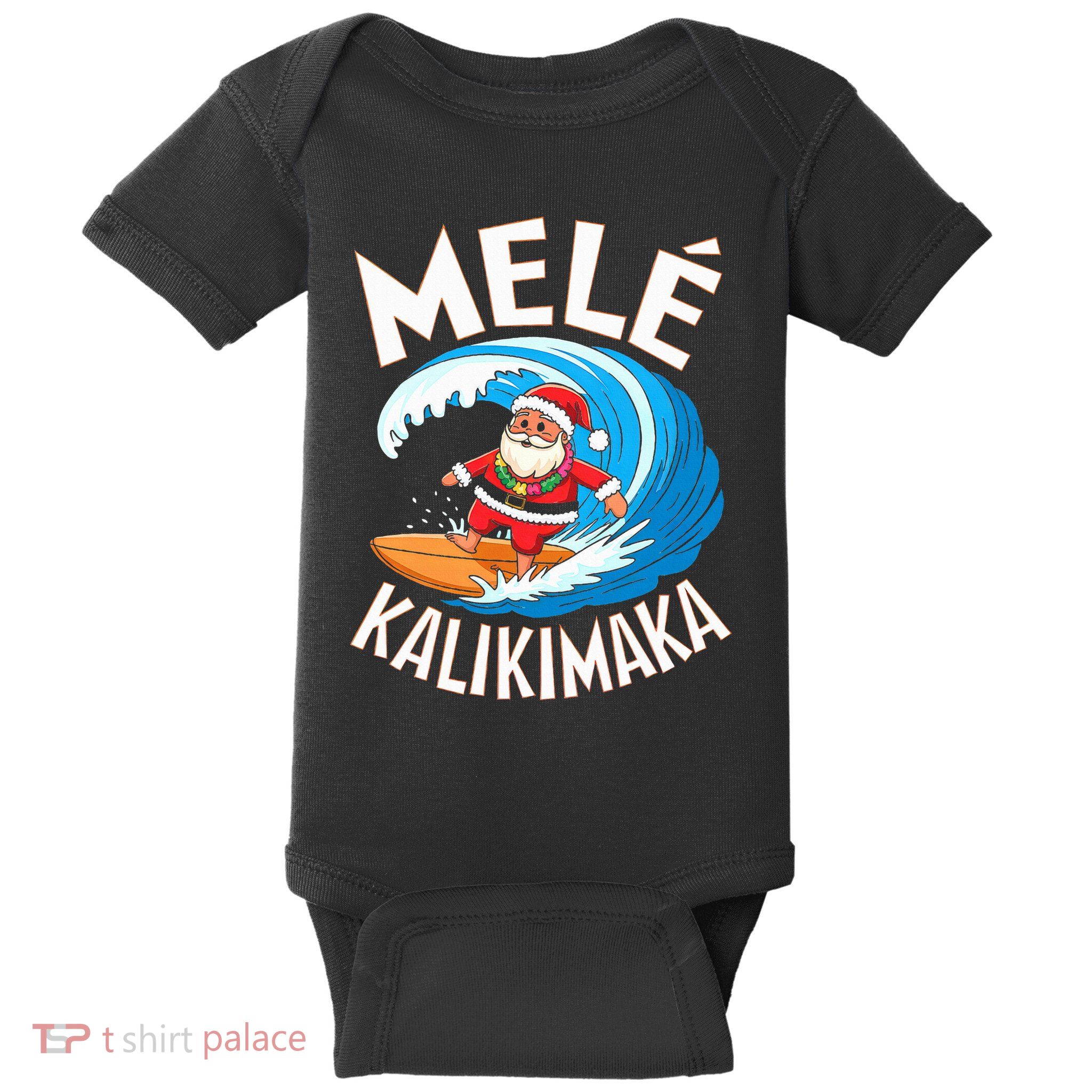 Mele Kalikimaka Surfing Santa Xmas Baby Bodysuit