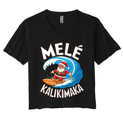 Mele Kalikimaka Surfing Santa Xmas Crop Top