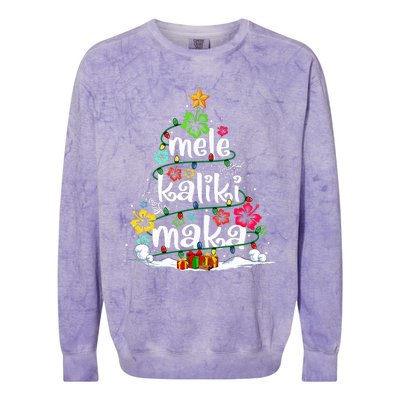 Mele Kalikimaka Tropical Christmas Hawaiian Santa Xmas Tree  Colorblast Crewneck Sweatshirt