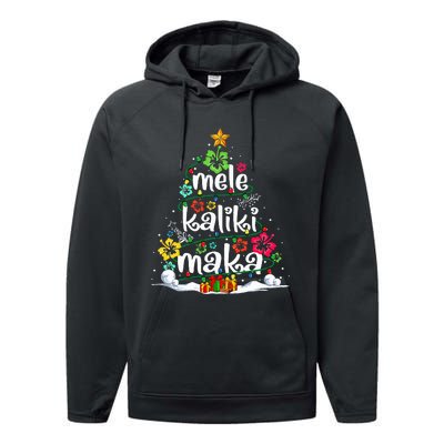 Mele Kalikimaka Tropical Christmas Hawaiian Santa Xmas Tree  Performance Fleece Hoodie